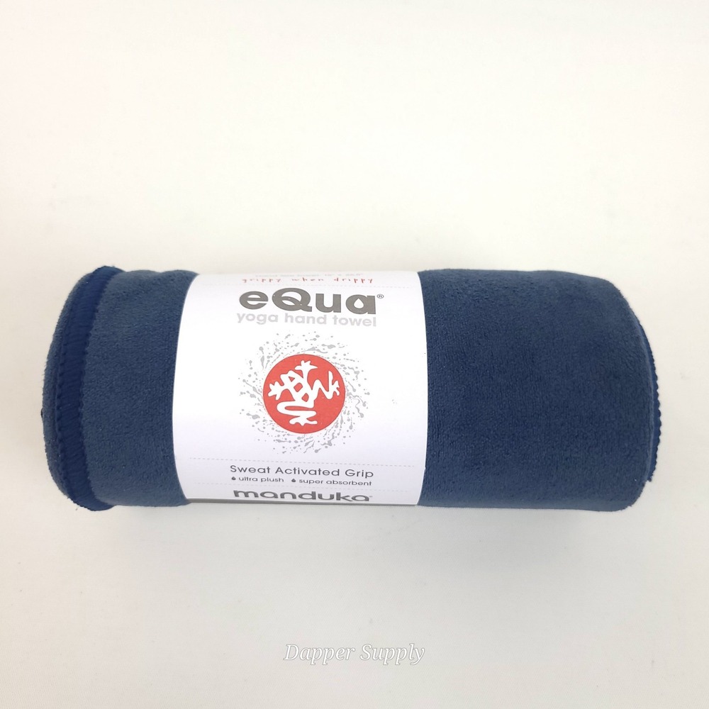 Manduka eQua Yoga Hand Towel Midnight Blue Microfiber‎ 26.5x16" Sweat Activated